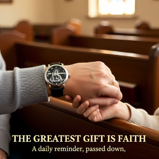 Goldene Darstellung Jesu in religiöser Kunst Armbanduhr