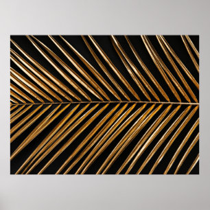 Goldene Dattelpalmenblattverschließung auf abstrak Poster