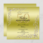 Goldene Dekoration 50. Hochzeitstag Einladung (Vorne/Hinten)