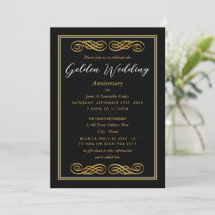 Goldene Dekoration, 50 Jahre Hochzeitstag Einladung