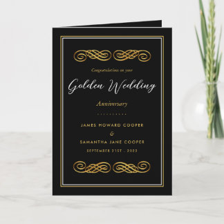 Goldene Dekoration, 50 Jahre Hochzeitstag Karte