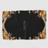 Goldene Dekorative Blumen Golfhandtuch (Horizontal)