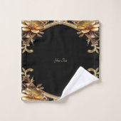Goldene Dekorative Blumen Handtuch Set (Waschlappen)