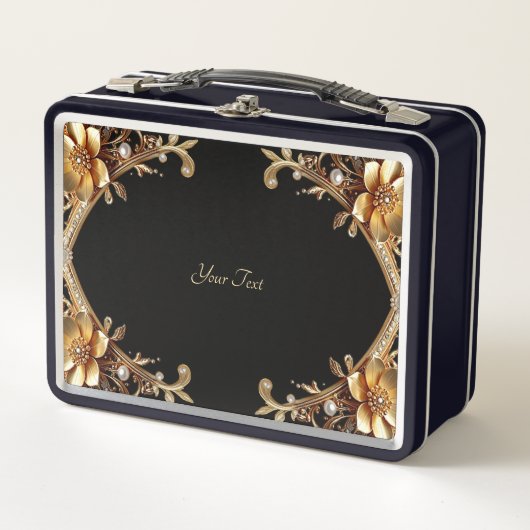 Goldene Dekorative Blumen Lunchbox (Vorderseite)