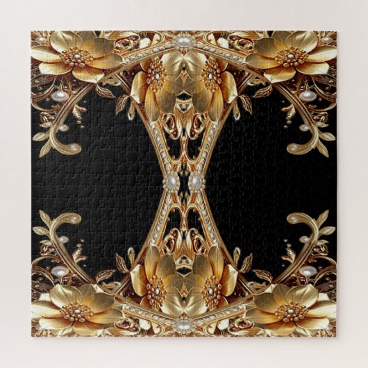 Goldene Dekorative Blumen Puzzle (Vertikal)