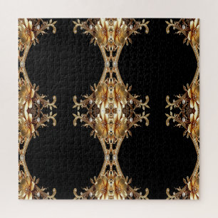 Goldene Dekorative Blumen Puzzle