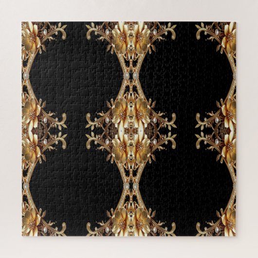 Goldene Dekorative Blumen Puzzle (Vertikal)
