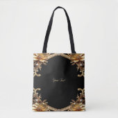 Goldene Dekorative Blumen Tragetasche Tasche (Vorderseite)