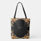 Goldene Dekorative Blumen Tragetasche Tasche (Rückseite)