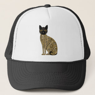 Goldene dekorative Gustav-Klimt-Style-Schwarze-Kat Truckerkappe