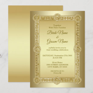 Goldene dekorative Hochzeitseinladung Einladung