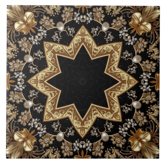 Goldene dekorative Keramikfliese (Vorderseite)