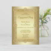Goldene dekorative Verlobung Einladung (Stehend Vorderseite)