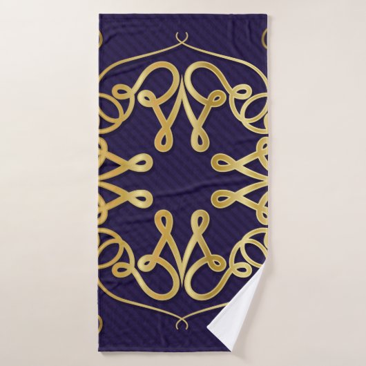 Goldene Dekos mit Ornamenten auf blauem Hintergrun Badehandtuch (Badehandtuch)