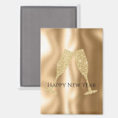 Goldene Diamant Funkel Champagner Gläser Neujahr Magnet (Vorderseite/Rückseite)