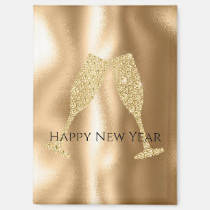 Goldene Diamant Funkel Champagner Gläser Neujahr Magnet
