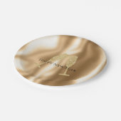 Goldene Diamant-Sparkling-Champagnergläser Neujahr Pappteller (Schrägansicht)