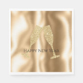Goldene Diamant-Sparkling-Champagnergläser Neujahr Serviette (Vorderseite)