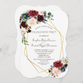 Goldene Diamantbügel-Verlobung Einladung (Vorne/Hinten)