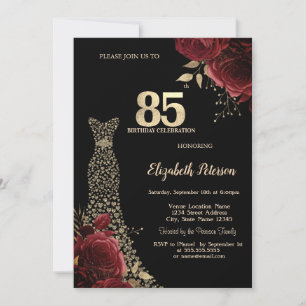 Goldene Diamantenkleid Rote Rosen Schwarzer 85. Ge Einladung