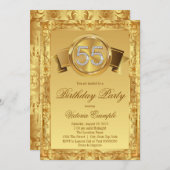Goldene Diamantschwingel Frauen 55. Geburtstag Einladung (Vorne/Hinten)