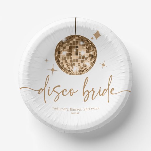 Goldene Disco-Kugel Disco-Braut Brautparty Pappteller (Vorderseite)