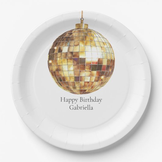Goldene Disco-Kugel Geburtstag Pappteller (Vorderseite)