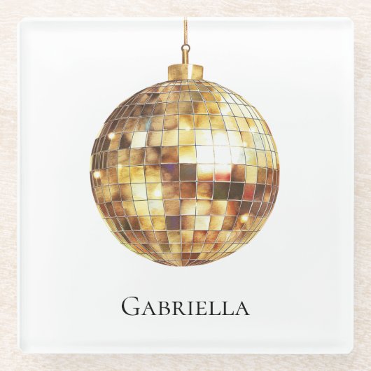 Goldene Disco-Kugel Glasuntersetzer (Vorderseite)