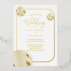 Goldene Disco-Kugel-Hochzeit Folieneinladung
