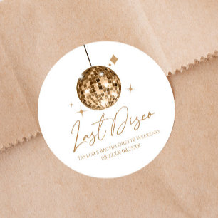 Goldene Disco-Kugel Letzte Disco-Junggesellinnenpa Runder Aufkleber