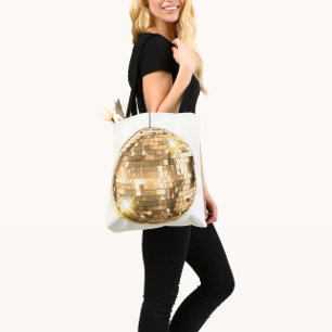 Goldene Disco-Kugel-Motiv, Retro-70er-Thema, femin Tasche