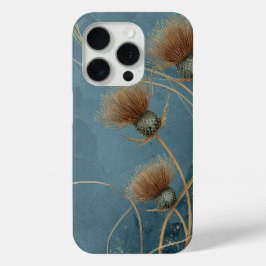 Goldene Distel Teal Blaue Textur Eleganz Case-Mate iPhone Hülle