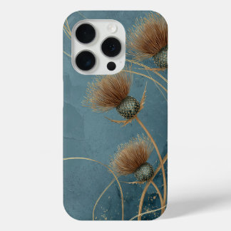 Goldene Distel Teal Blaue Textur Eleganz Case-Mate iPhone Hülle