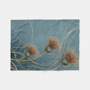 Goldene Distel Teal Blaue Textur Eleganz Fleecedecke