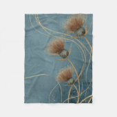 Goldene Distel Teal Blaue Textur Eleganz Fleecedecke (Vorderseite)