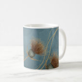 Goldene Distel Teal Blaue Textur Eleganz Kaffeetasse (VorderseiteRechts)