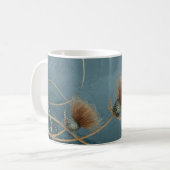 Goldene Distel Teal Blaue Textur Eleganz Kaffeetasse (Vorderseite Links)