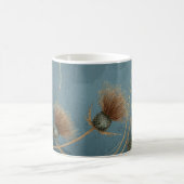 Goldene Distel Teal Blaue Textur Eleganz Kaffeetasse (Mittel)