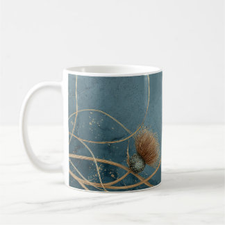 Goldene Distel Teal Blaue Textur Eleganz Kaffeetasse