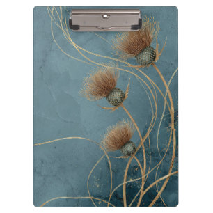 Goldene Distel Teal Blaue Textur Eleganz Klemmbrett