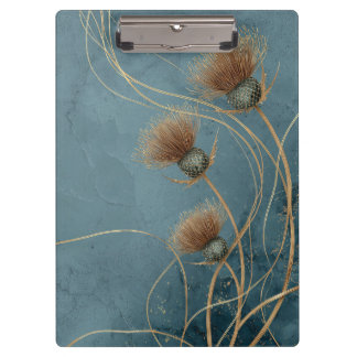 Goldene Distel Teal Blaue Textur Eleganz Klemmbrett
