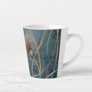 Goldene Distel Teal Blaue Textur Eleganz Milchtasse