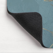 Goldene Distel Teal Blaue Textur Eleganz Mousepad (Ecke)