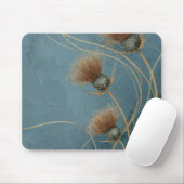 Goldene Distel Teal Blaue Textur Eleganz Mousepad (Mit Mouse)