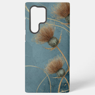 Goldene Distel Teal Blaue Textur Eleganz Samsung Galaxy Hülle