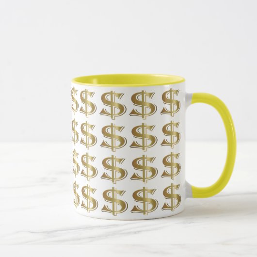 Goldene Dollar-Zeichen-Kaffee-Tasse Tasse (Rechts)