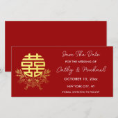 Goldene Doppelglücksrunde Blume durch Hochzeit Save The Date (Vorne/Hinten)