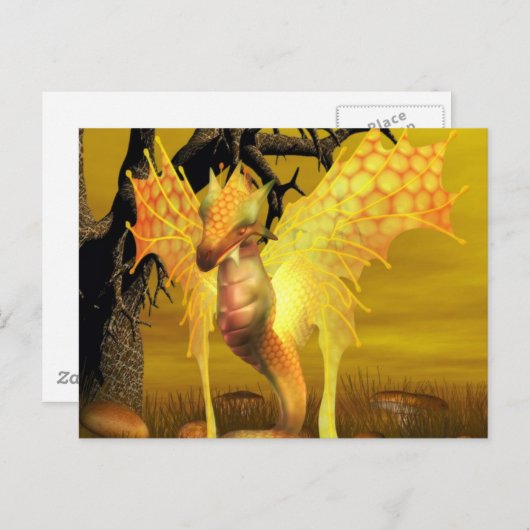 Goldene Drachenpostkarte Postkarte (Vorne/Hinten)