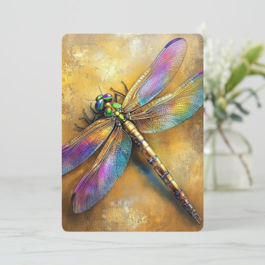 Goldene Dragonfly Einladung (Stehend Vorderseite)