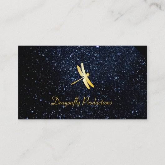 Goldene Dragonfly / nächtlicher Himmel Visitenkarte (Vorderseite)